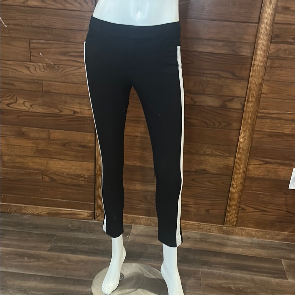 Banana Republic Black Ankle Pants with White Accents - Picture 1 of 4